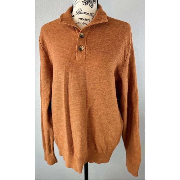Red Ale by Alesbury Men Riverside Button Mockneck Sweater Rust, size Medium - Picture 3 of 8